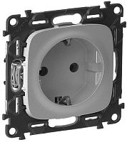 Розетка с заземлением без рамки Legrand Valena Allure 1-м. шторки алюминий картинка